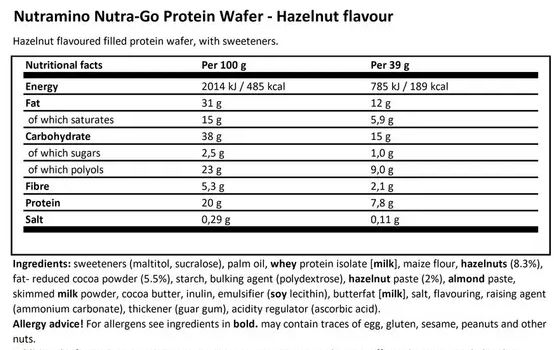 01 372 010 Nutra Go Protein Waffer 39g facts